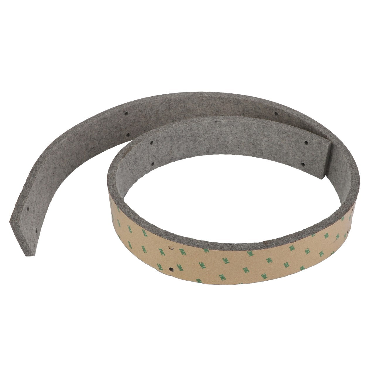 The AGCO Seal - Acx3272150 is a coiled strip of adhesive-backed, grey felt material with several small holes along its length.