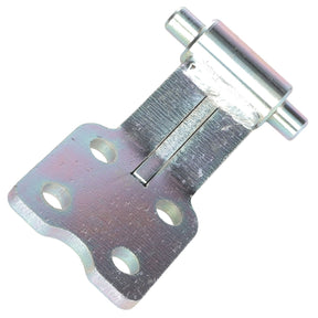The AGCO | Door Hinge, Right Hand - Acx2832700 by AGCO is a metal hinge featuring four holes and a cylindrical pin attached to a flat plate. It includes a welded joint and has a metallic finish.