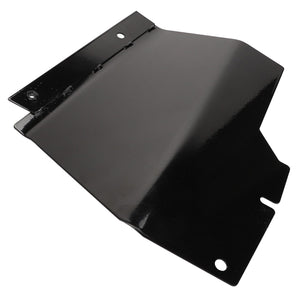 The AGCO Exhaust Shield - Acw533012A is a black metal guard plate with three holes on its edges and a folded angle in the middle. No current product description information available.