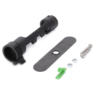 AGCO | Parts Pack - 3907279M93 featuring a bike light mount with clamp, flat mounting plate, green clip, screw, and nuts against a white background—perfect for Fendt models or Massey Ferguson models.