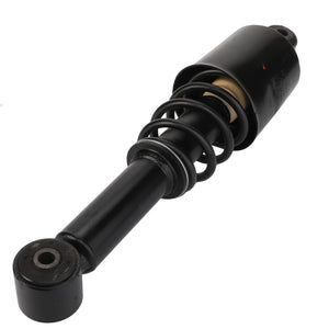 AGCO | Damper - 4382438M2, a black automotive shock absorber with a coil spring attached against a white background, compatible with Massey Ferguson Models.