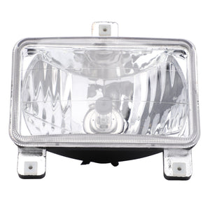 The AGCO Combination Light, Left - Acp0200120 features a rectangular design with a clear lens and silver reflector. It is mounted in a durable plastic housing with two white attachment points on the top and bottom. Engineered by AGCO for durability and reliability, this genuine rear light ensures long-lasting performance.