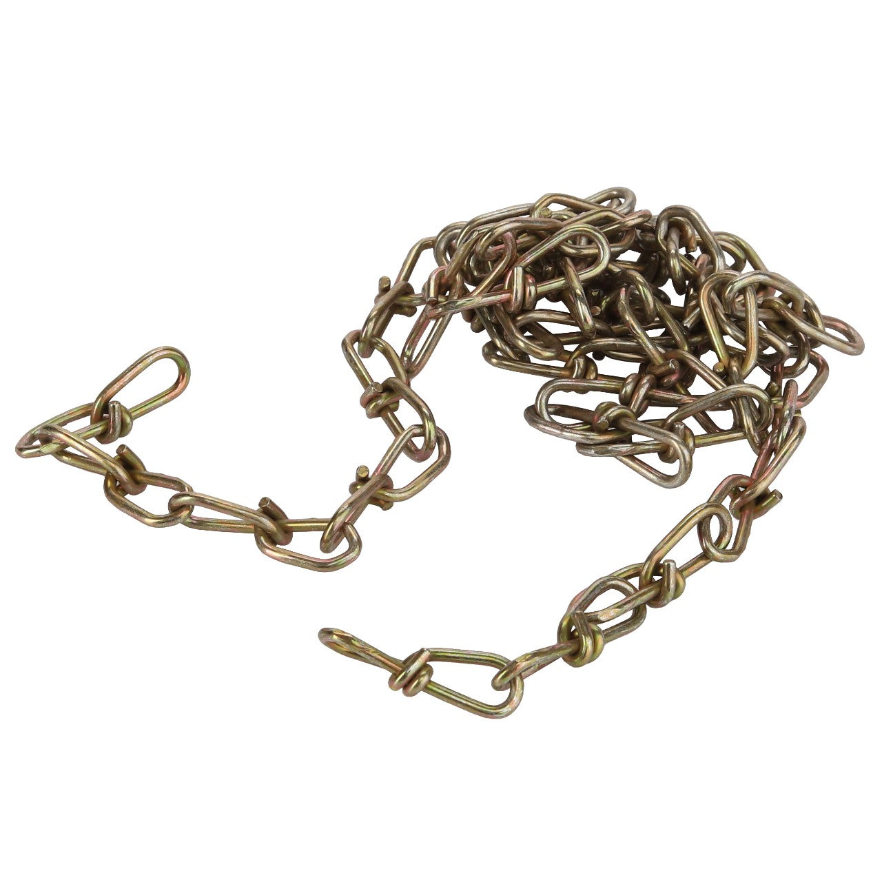 The AGCO | CHAIN - D26732850 is a coiled metal chain featuring interlocking links, partially unraveled at one end.