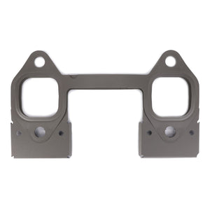 The AGCO Seal, Exhaust Manifold - F934201100040 features two rectangular openings and bolt holes, designed to seal the space between the cylinder head and engine block. This part ensures genuine seals and optimal performance for Fendt Vario engines.