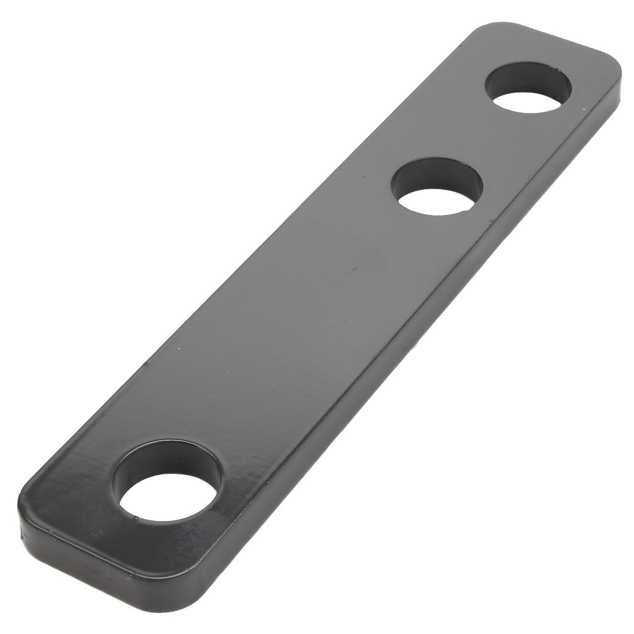 The AGCO | Spacer - Acw4039810 is a rectangular black metal plate featuring three evenly spaced circular holes along its length; however, no additional product description information is currently available.