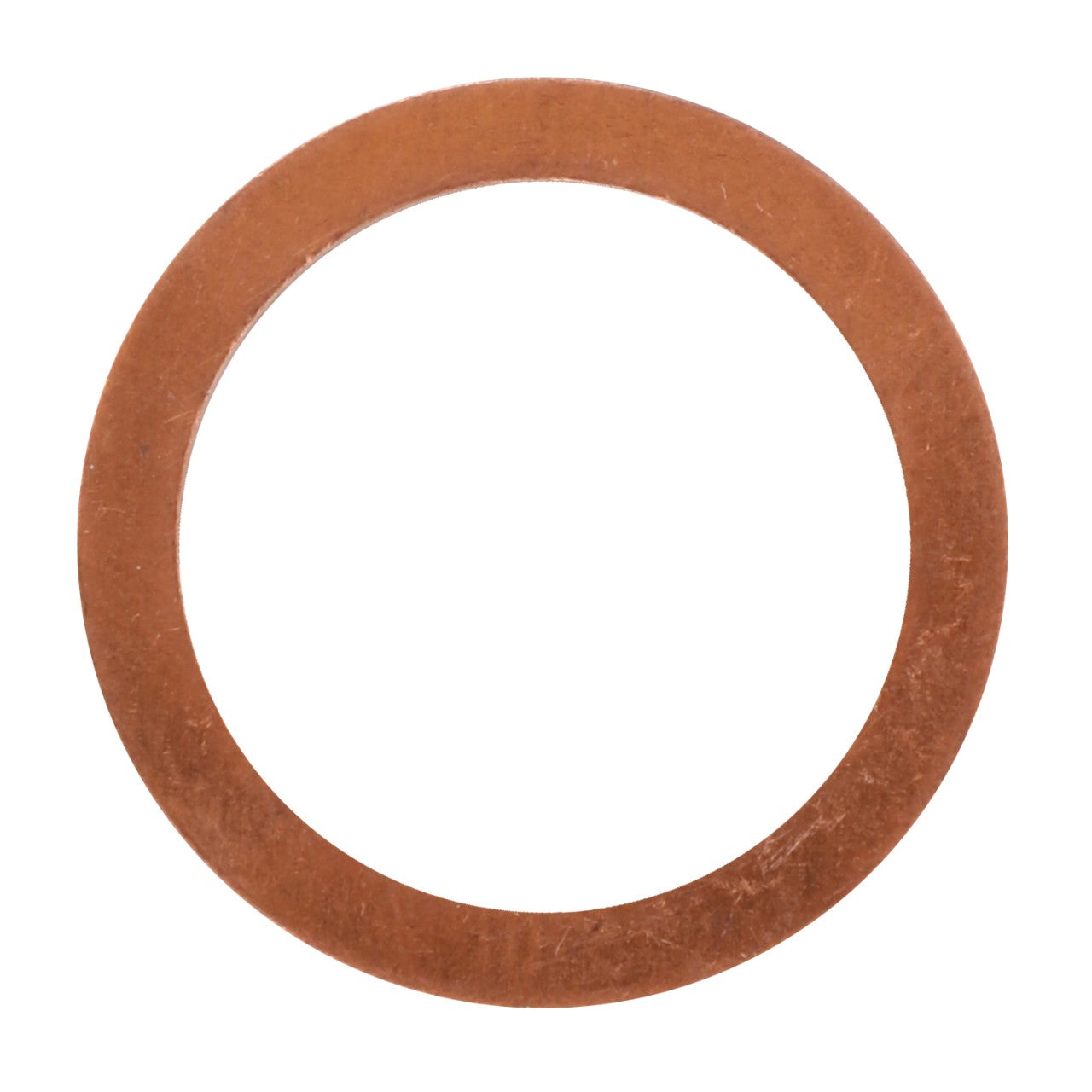 Introducing the AGCO | Sealing Washer - Va023276, a flat, circular copper washer with a smooth surface and a central hole, commonly utilized in plumbing and mechanical applications.