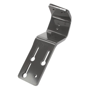 Introducing the AGCO | BRACKET - AL10418402: a metal bracket by AGCO, meticulously designed with multiple holes for mounting or attaching components. It features a bent shape, allowing for versatile angular configurations.