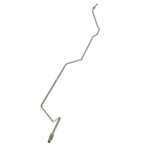 A metallic, zigzag-shaped AGCO | Pipe - Acw019905A automotive brake line with connector fittings on both ends, presented against a pristine white background.