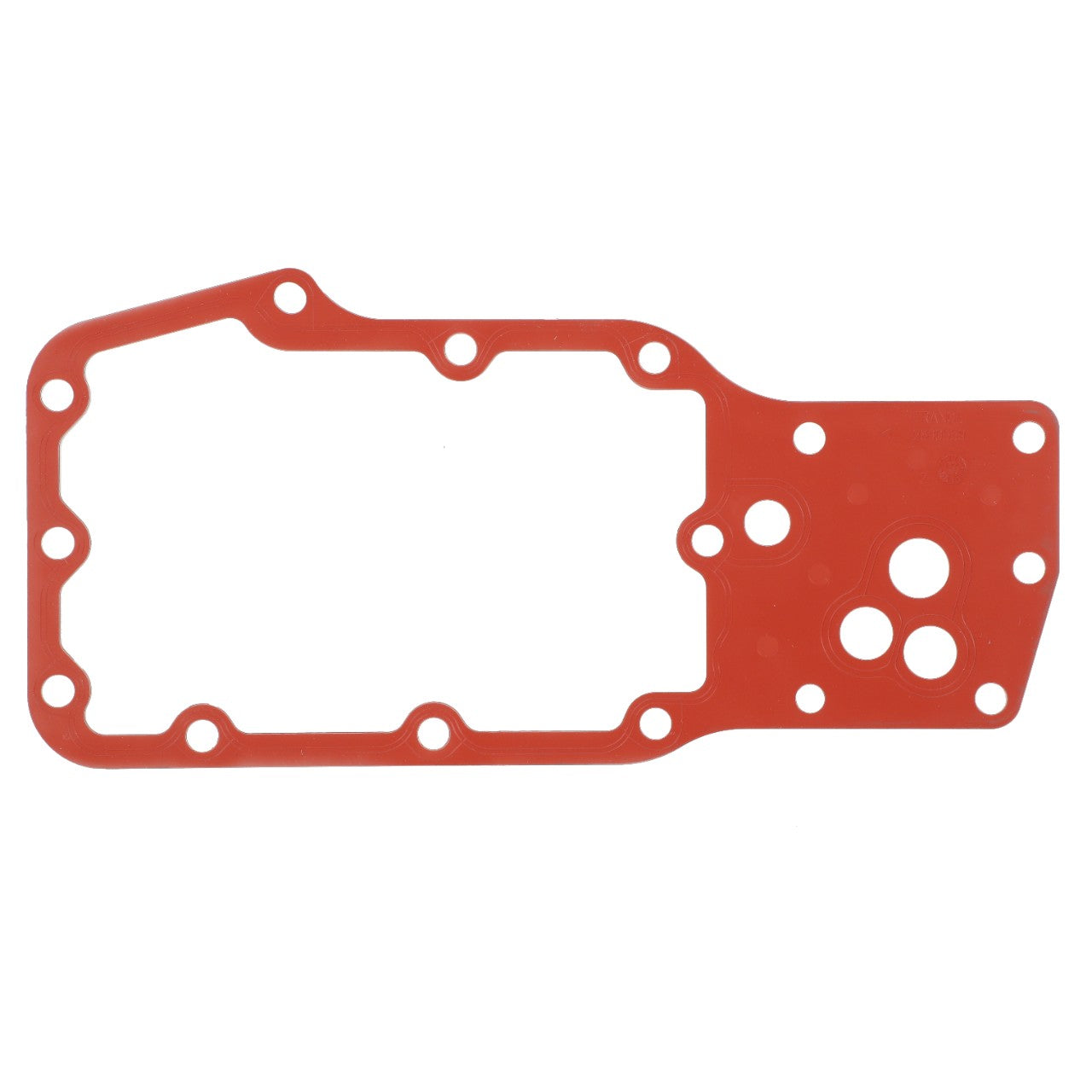 The AGCO | Gasket - La2830559 is a red gasket with multiple holes and an irregular shape, designed specifically for effective sealing purposes.