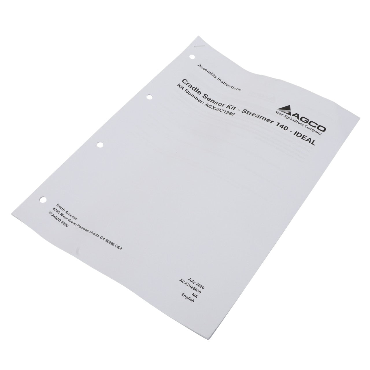 Instruction manual for the AGCO Assembly Instruction - Acx2926630, dated July 2020, on a plain white background. No current product description information is available.