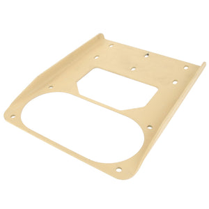 Product Description: AGCO | BRACKET - AG123668 by AGCO is a beige, flat metal bracket featuring multiple holes and an irregular cutout in the center.