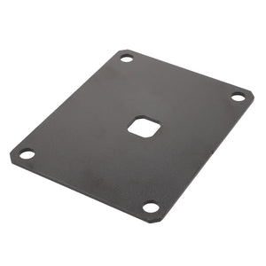 Introducing the AGCO Plate - Acw1678760, a rectangular metal plate designed with a central square hole and four round corner holes, providing versatile mounting options.