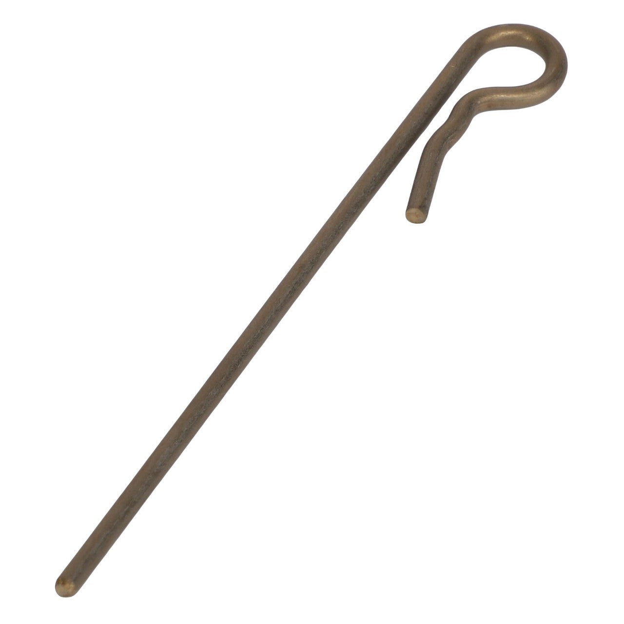 The AGCO | Spring Wire - 816860100080 is a metal cotter pin with a looped end and a bent tail, commonly used for securing bolts or other components in machinery or equipment.