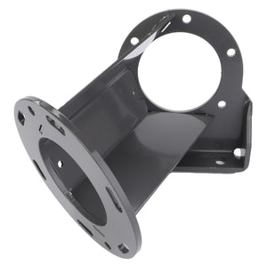 The AGCO ADAPTER - D28585030 by AGCO is a metal bracket with multiple mounting holes, featuring both cylindrical and angular design elements, likely used for mechanical or structural support purposes. No specific load capacity information is provided.