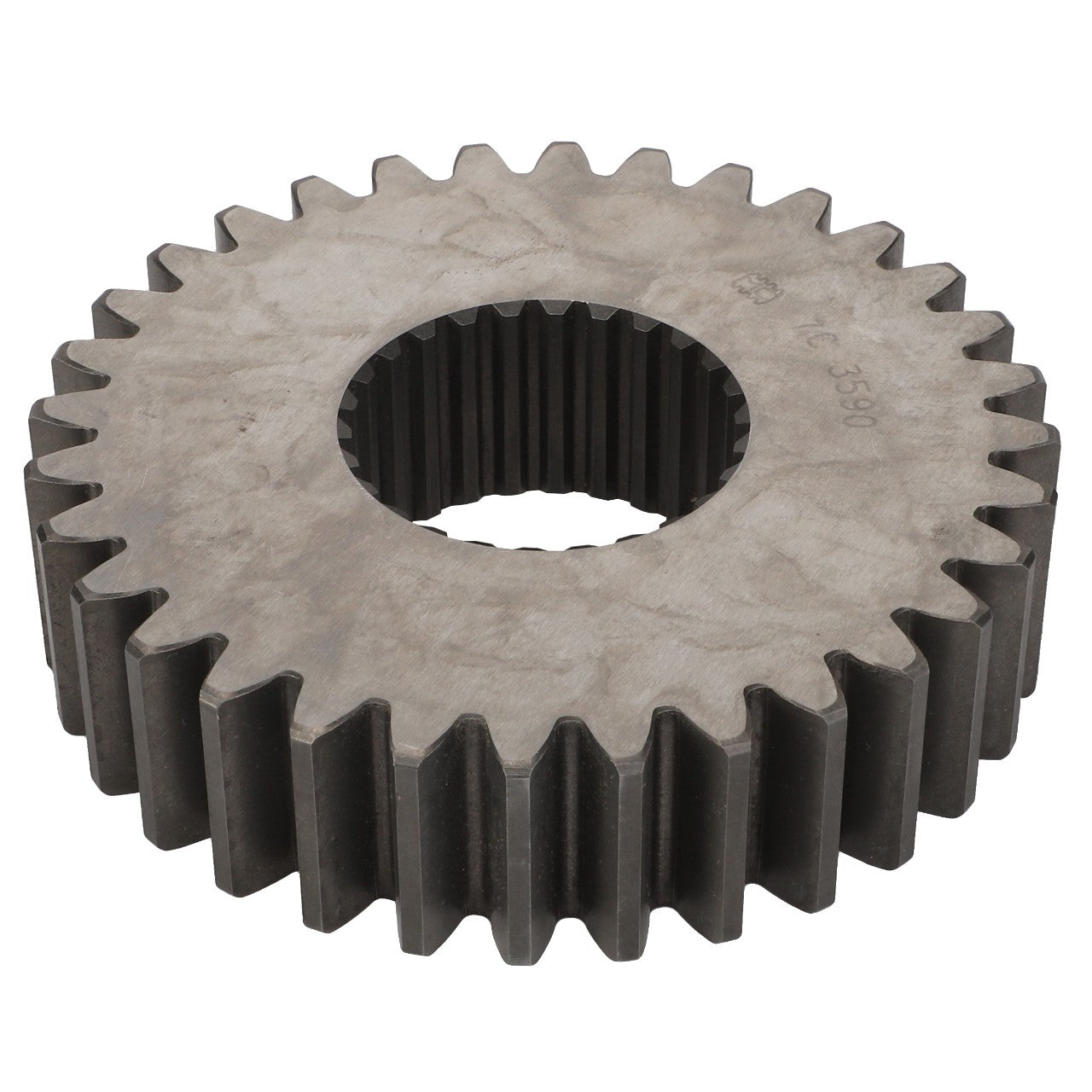 The AGCO Gear - La322098150 from AGCO is a metal gear featuring straight teeth and a central hole, designed for mechanical and industrial applications.