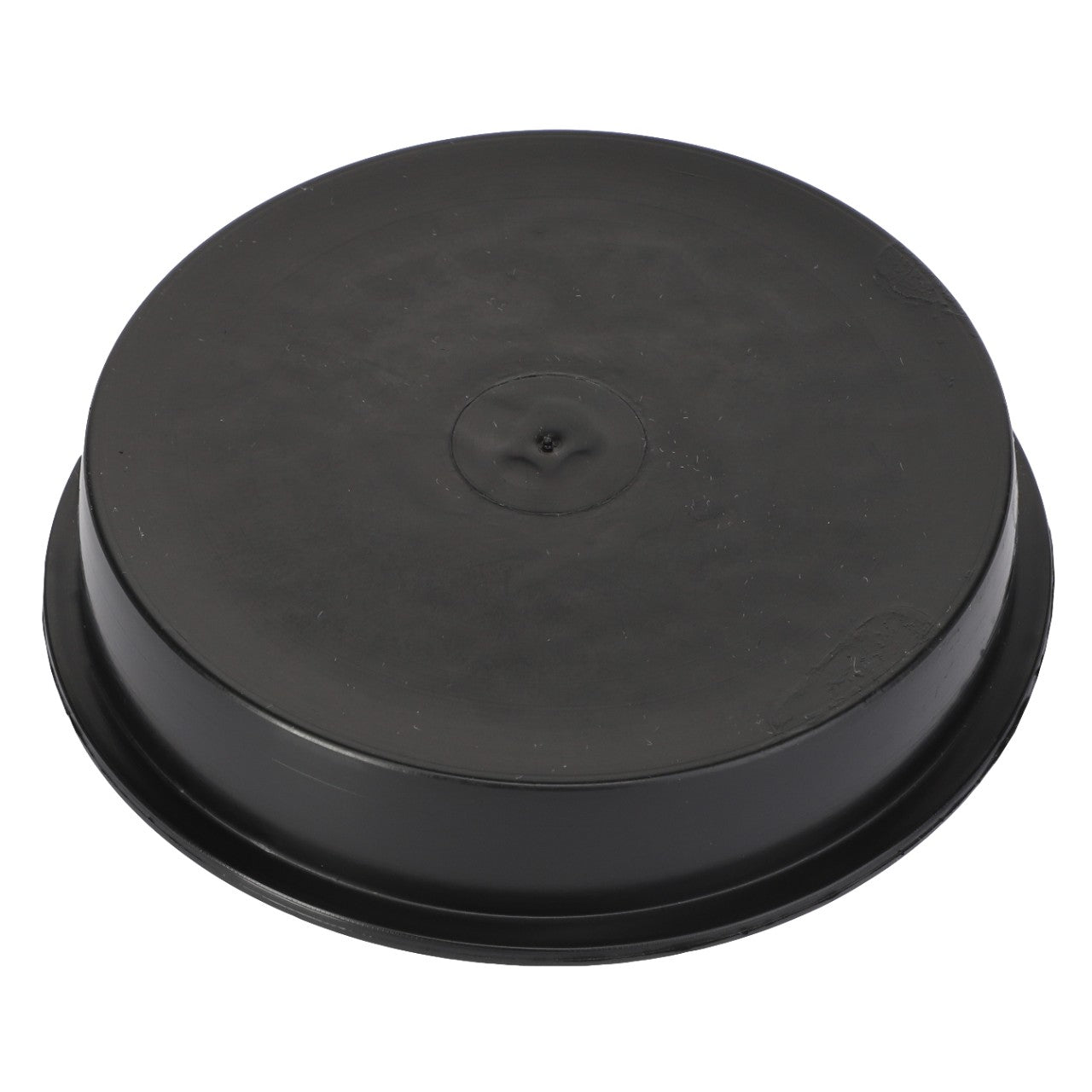 A sleek, round, black plastic lid named AGCO | Cover - Al5221572 by the brand AGCO, featuring a subtly raised center.