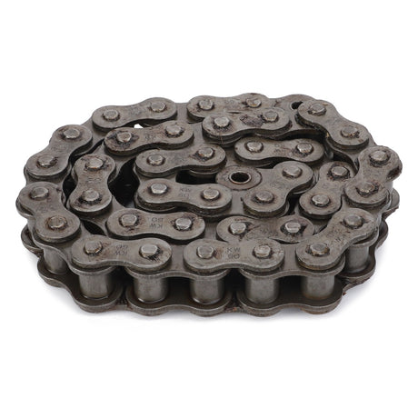 A coiled AGCO Roller Chain, Lely Storm Forager - Lm98039888, ensuring optimal performance, on a white background.