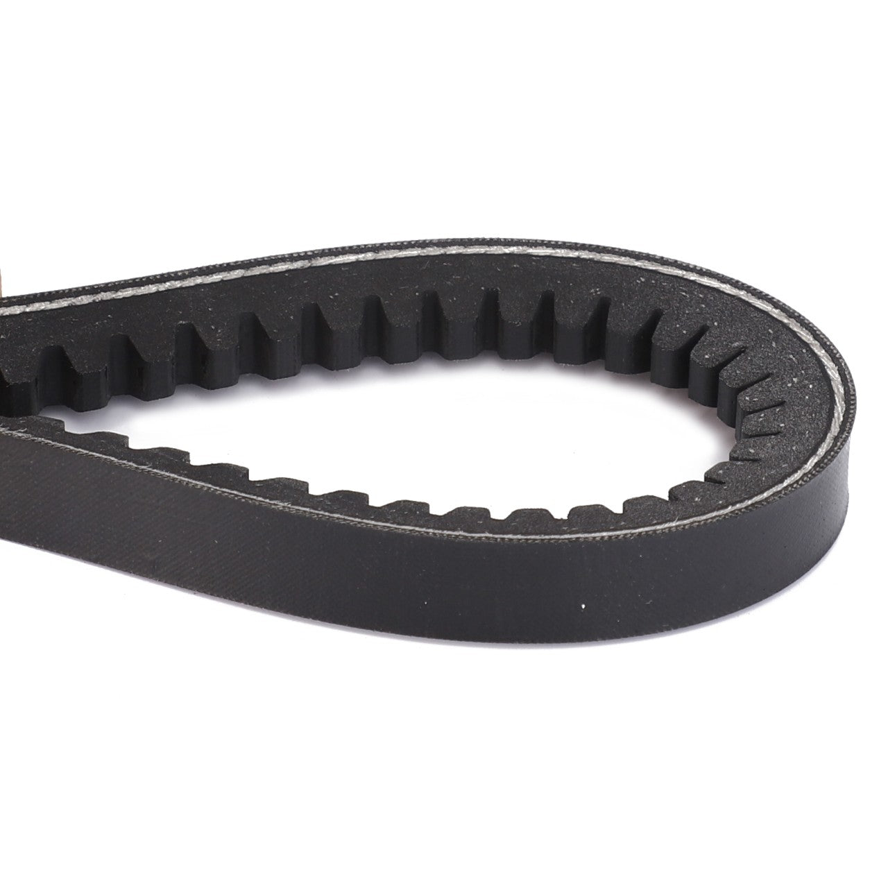 Image of the AGCO | Belt - D41921801, a black toothed timing belt commonly used in mechanical systems for synchronizing motion between shafts. Suitable for various Massey Ferguson Models Parts and produced by AGCO.