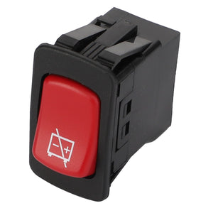 AGCO | Battery Disconnect Rocker Switch - 4355185M2, a black and red rocker switch with a battery symbol on the red part, suitable for various Massey Ferguson models.