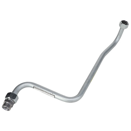 The AGCO Tube - 4367754M3, a bent metal pipe with threaded fittings at both ends, is commonly used in automotive or industrial applications and is often found in Fendt Fitment setups.