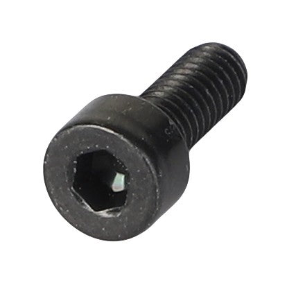 Close-up of the AGCO Screw - Acw1799560, a black hex socket head cap screw with a threaded body and a cylindrical head featuring a hexagonal recess. No current product description information available.