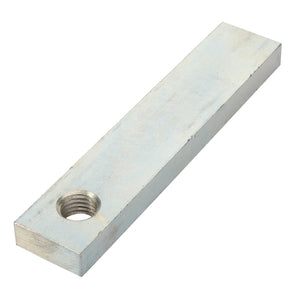 The AGCO | BRIDLE - D28585181 rectangular metal bar features a threaded hole near one end. No current product description information is available.