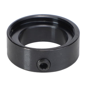 The AGCO LOCKING COLLAR - K3518 is a black metal ring with a hexagonal bolt on the side, featuring a smooth inner and outer surface.