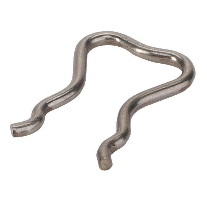 The AGCO Spring Clamp - Acp0310100 is a metal R-clip with a distinctive wavy design, perfect for securely holding a pin in place.