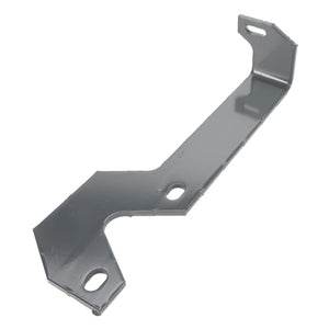 AGCO | BRACKET - D28787261: A metallic, rectangular bracket with three holes and a right-angled bend on one side, designed to mount or secure components. Note: No current product description information available beyond these specifications.