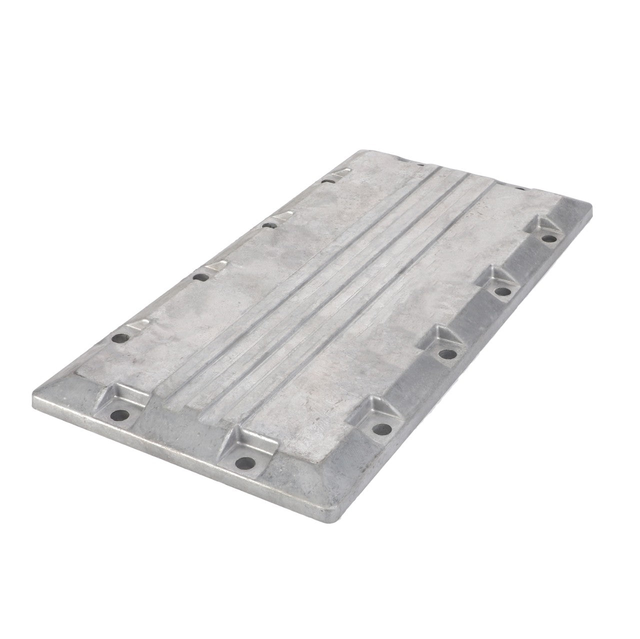 A rectangular AGCO cover for oil cooler, part number 3638434M1, featuring multiple holes and embossed lines reminiscent of a Massey Ferguson design, set against a white background.