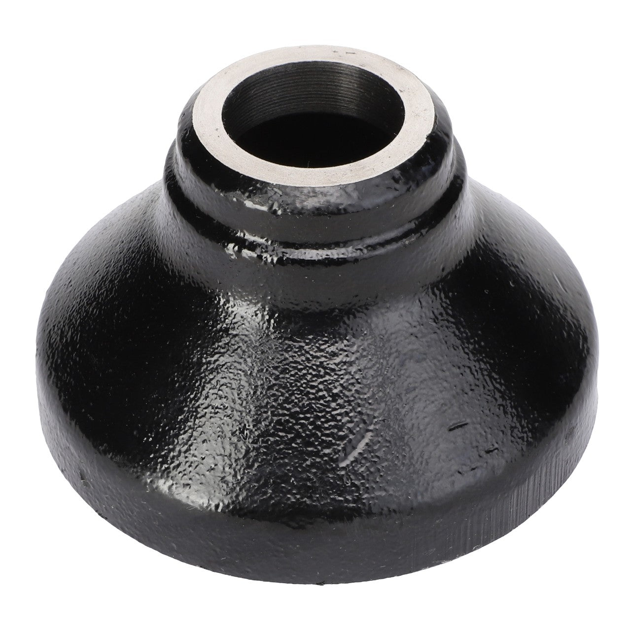 The AGCO | Spool - Sn2819 is a black metal pipe reducer coupling with a wide base, narrowing to a smaller opening at the top. No current product description available from AGCO.