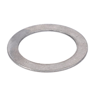 A flat, circular metallic washer with a central hole, commonly used in Massey Ferguson Models for distributing load or functioning as a spacer, is referred to as the AGCO Disc - 0910-72-05-00 by the AGCO brand.