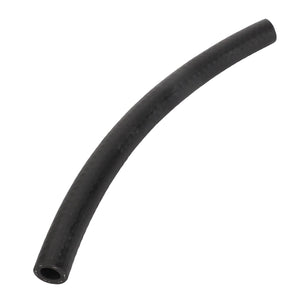 The AGCO Hose - Acp0669170, featuring a curved black rubber design with a hollow interior and textured surface, is shown against a white background. No Current Product Description Available.