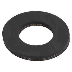 The AGCO SPACER - AG109948 is a round, black rubber gasket with a hole in the center, commonly used for sealing or cushioning in mechanical applications.