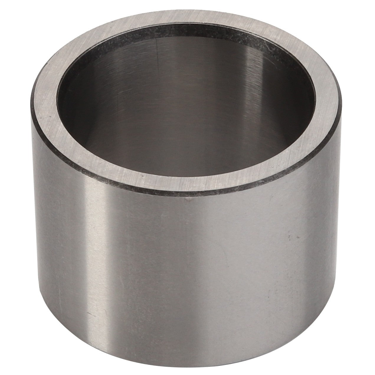 The AGCO Spacer - Acp0445450, a cylindrical metal pipe fitting with smooth finishes and an open end, is displayed prominently against a clean, white background.