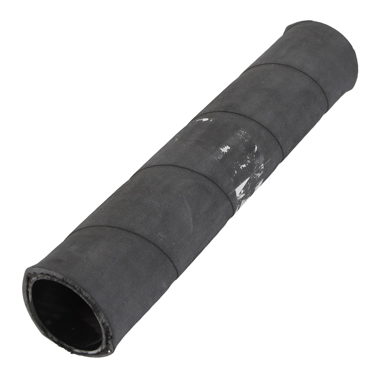 A thick, cylindrical black rubber hose from AGCO, model number 3595204M1, featuring a textured surface and wear marks reminiscent of those used in Valtra models, viewed against a plain white background.