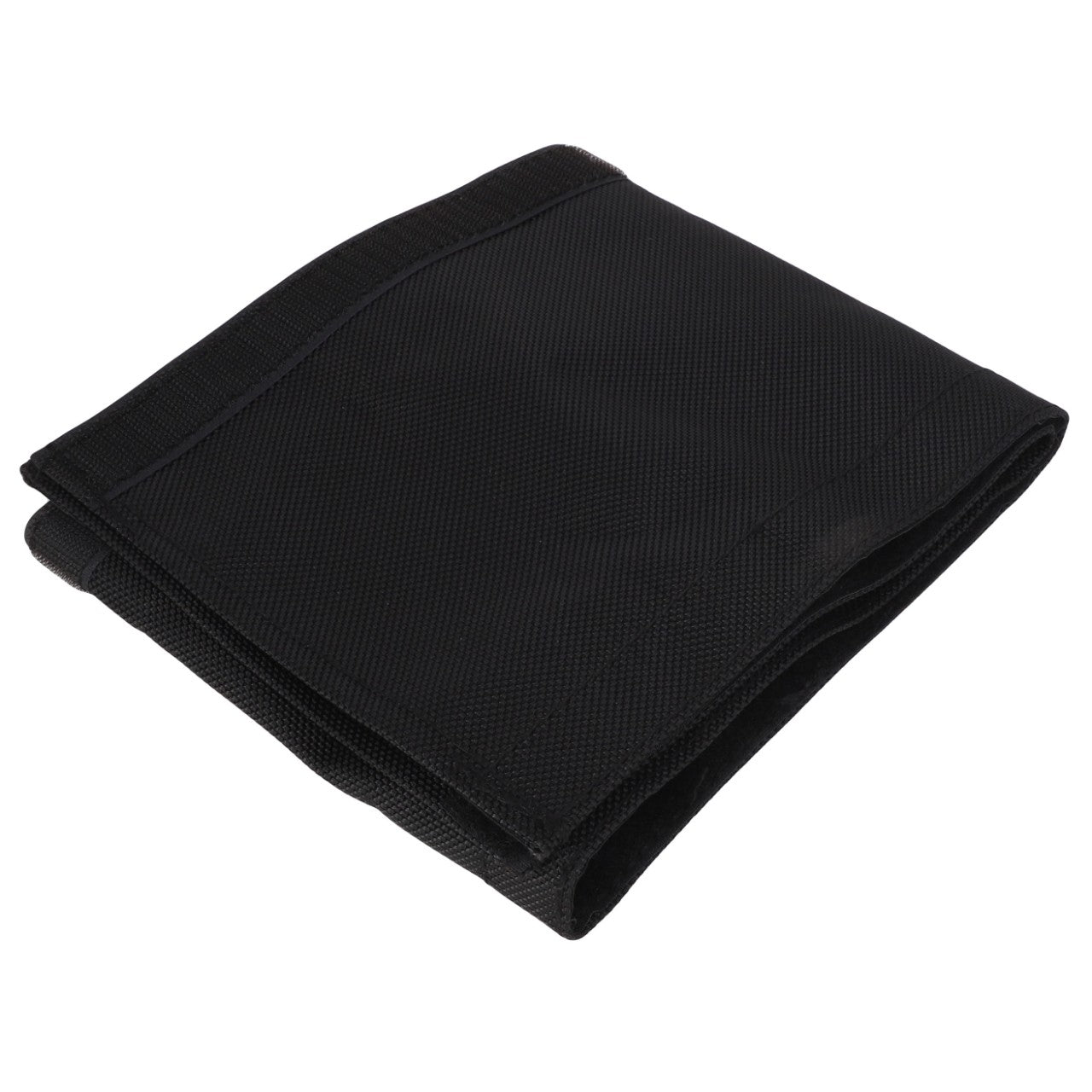 A folded black fabric hose cover (AGCO | HOSE COVER - ACP0410540) placed on a white background. For assistance with ordering or any inquiries, please contact our support team.