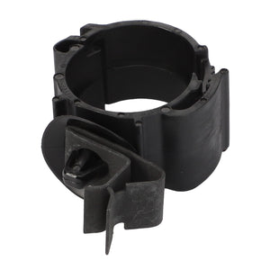 The AGCO | Clamp - Acp0670690 by AGCO is a black plastic cable clamp featuring a locking mechanism and a segmented design. Further product details are currently unavailable.