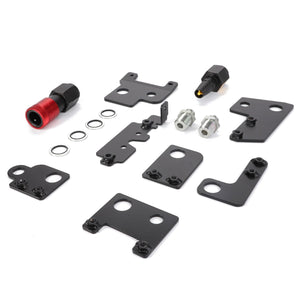 AGCO Coupler Kit - Acw0157660, featuring black metal mounting brackets, screws, washers, and connectors (including a red and black connector), is displayed on a white background. The product description lacks relevant SEO keywords.