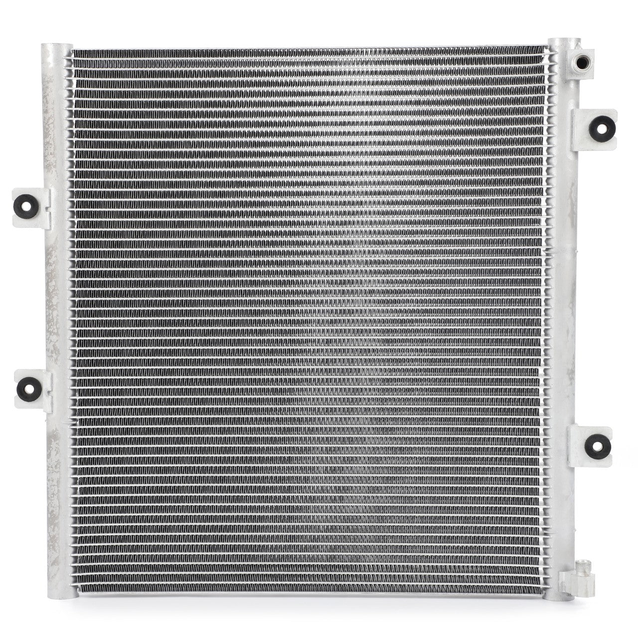 AGCO's aluminum heat exchanger, specifically the Condenser for Air Conditioning (model H737550062100), features a fin-and-tube design that is ideal for use in cooling systems like radiators or condensers, ensuring optimal performance and efficiency.