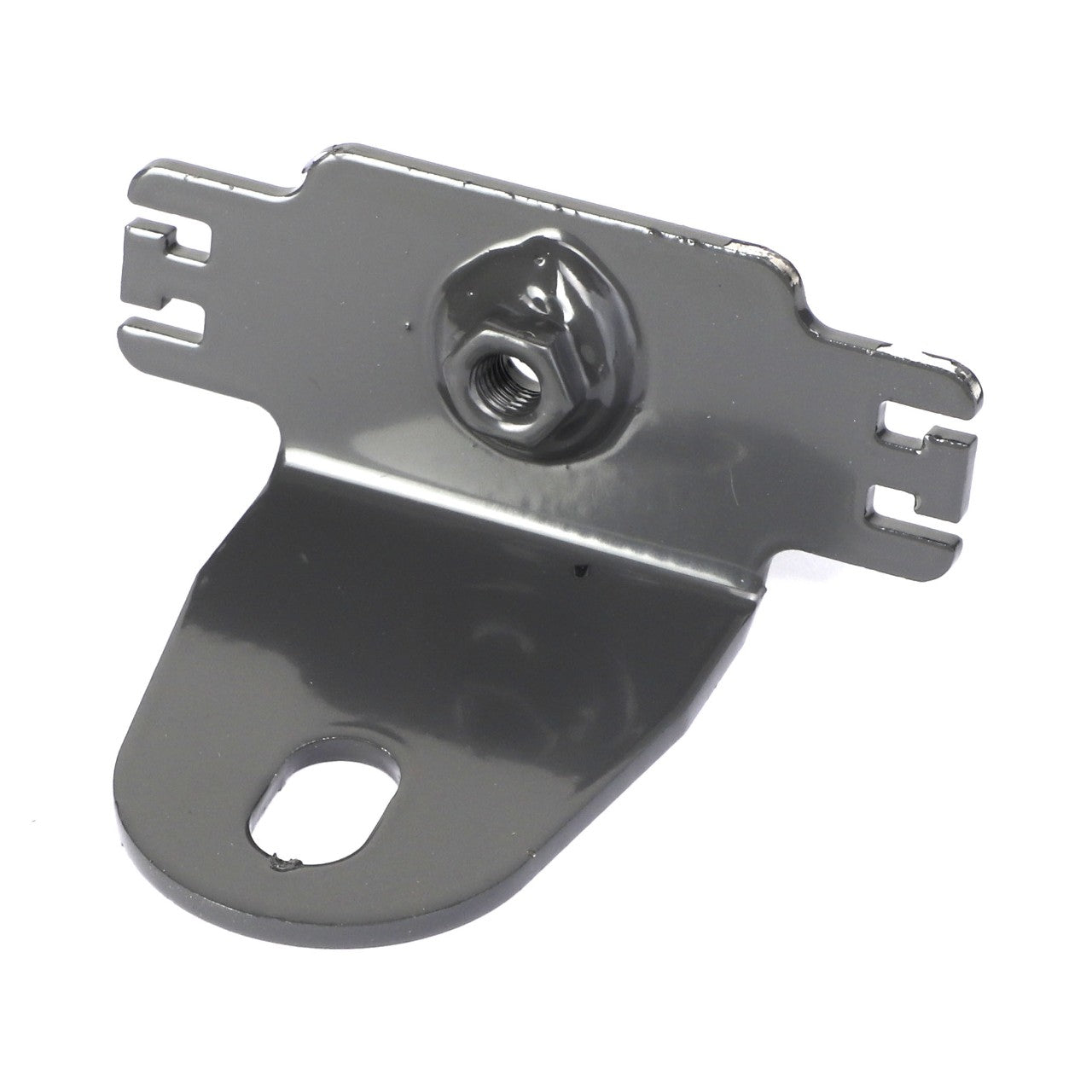 The AGCO Sensor Bracket - Acx3510400 by AGCO features a central hex nut, slotted top extensions, and a hole at the bottom. No current product description information is available.