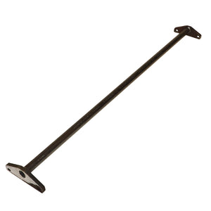 The AGCO Support - Acw3675420 is a long metal rod with rectangular metal plates attached at both ends, each featuring a hole for mounting, though no information is available about its specific use.