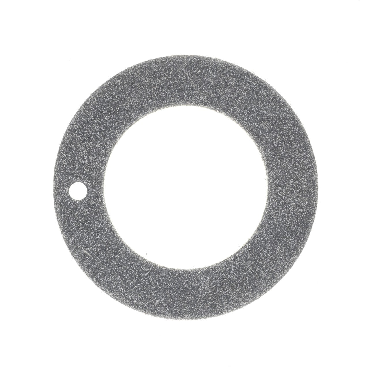 A top-down view of the AGCO Washer - Acw9109030, a gray circular gasket featuring a small hole near its outer edge. No current product description information is available regarding materials or specifications.