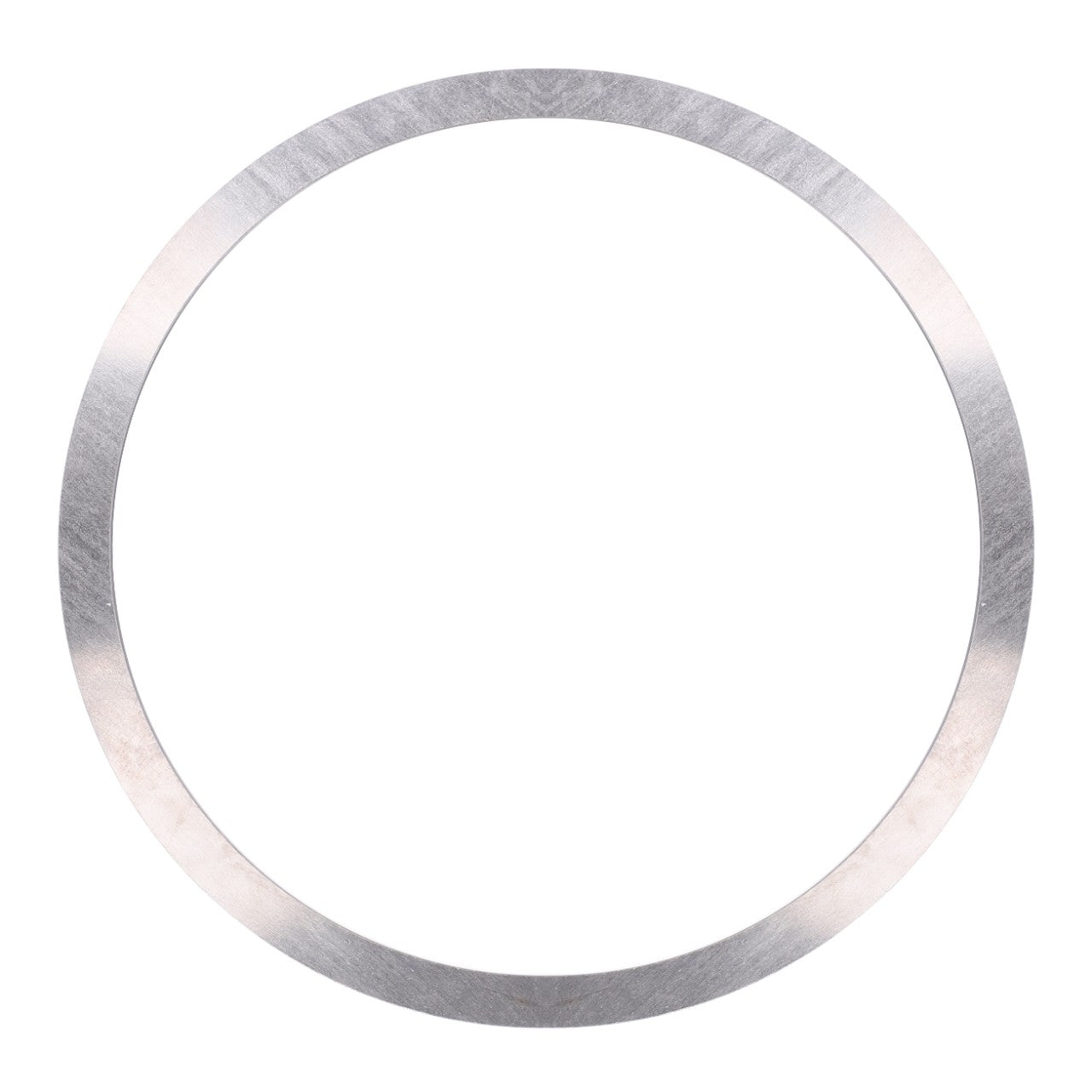 A metallic circular ring, identified as the AGCO Shim - F411301021090 from the AGCO brand, with a brushed texture against a white background.