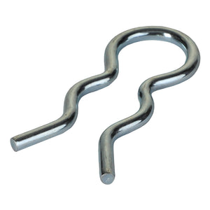 The AGCO clip, model BR0193, is a silver R-clip, also known as a retaining pin. It is crafted from curved metal with one straight end and one looped end. No additional product description information is available at this time.