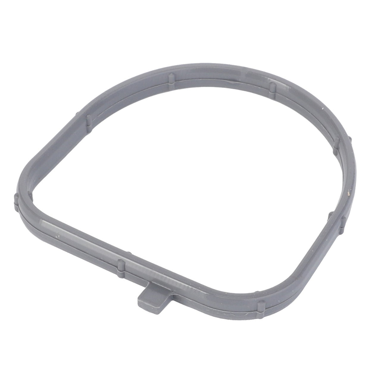 A gray, rounded rectangular plastic frame with small protruding tabs along the edges, specifically designed for holding or supporting an object, often compatible with Fendt models, is known as the AGCO Seal - 4226381M1.