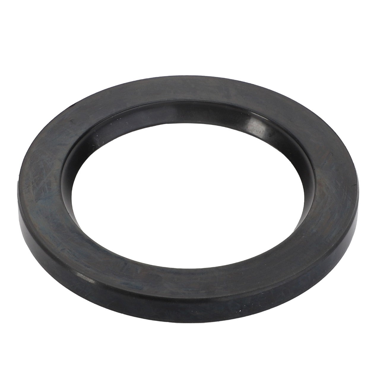 A black, round AGCO GASKET - D45409600 with a large central hole, resting flat against a white background. No current product description information is available.