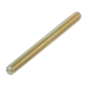 A metallic threaded rod, cylindrical in shape, appears against a plain white background. The rod features continuous helical threads along its entire length, reminiscent of the intricate engineering seen in AGCO's Threaded Rod - 4290674M2 model by Massey Ferguson.