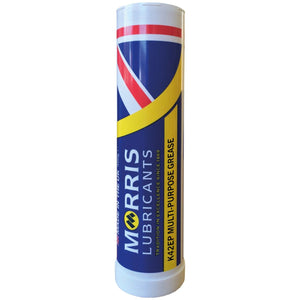 A cylindrical container of AGCO Grease - VACC3695, ideal for Valtra and Massey Ferguson machinery, featuring a blue, yellow, red, and white design with text indicating tradition and excellence since 1869.