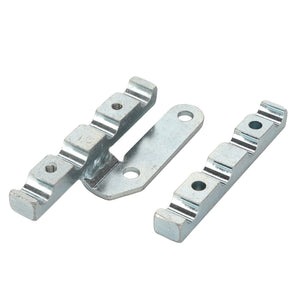 Three AGCO metal brackets with mounting holes, two of which are identical while the third has an additional flat, perforated tab. Product Name: Clamp - Acp0335550; Brand: AGCO. No current product description available.